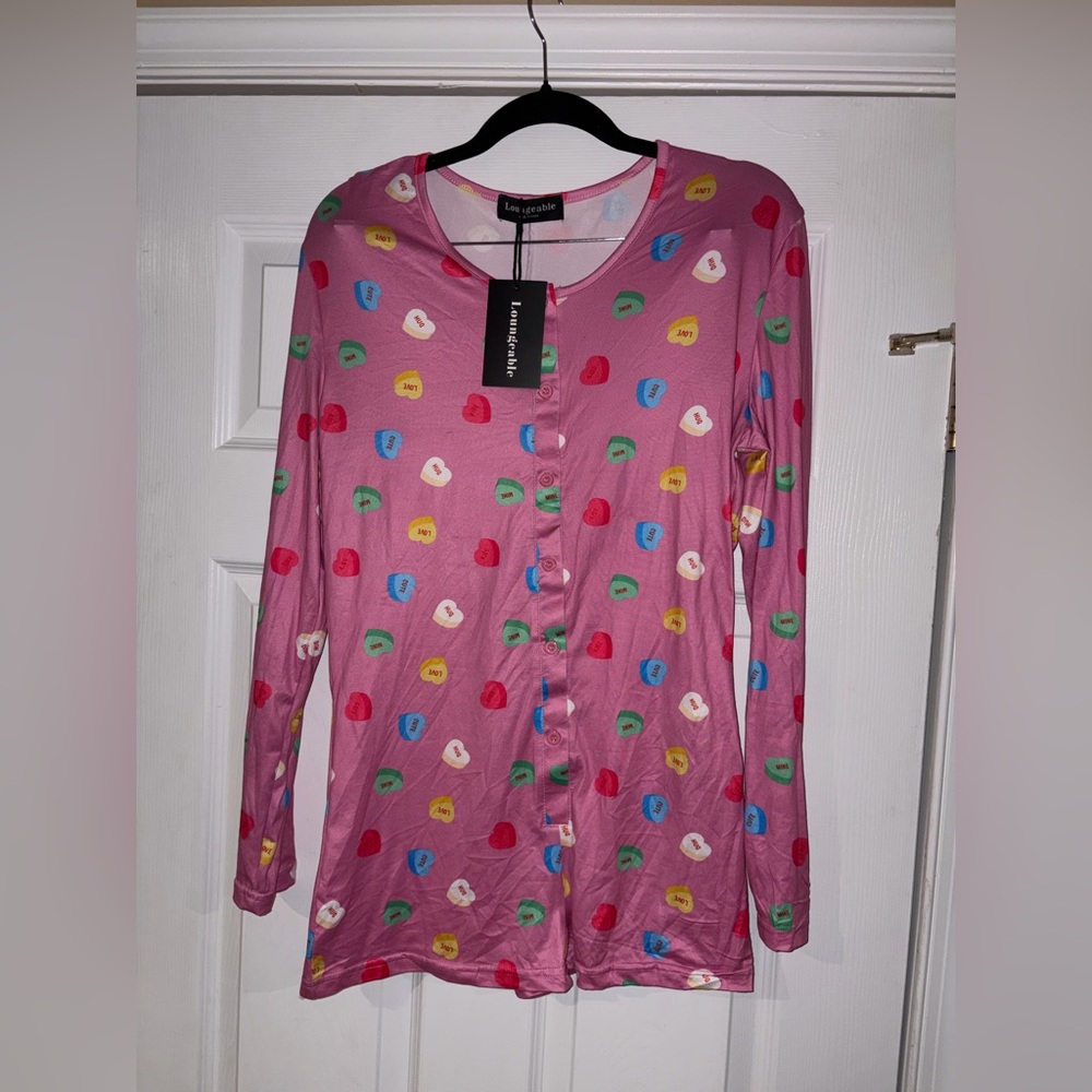 NEW Loungeable sweetie pajama romper in pink women size medium